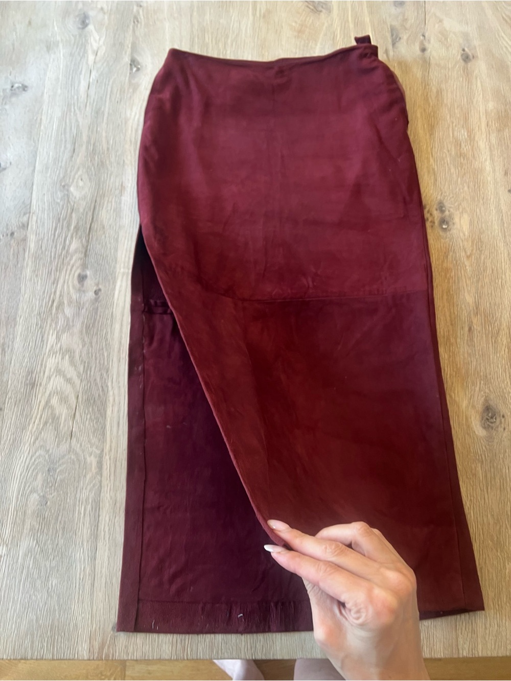 Vintage Calvin Klein Collection Burgundy Suede Midi Skirt Original Sample